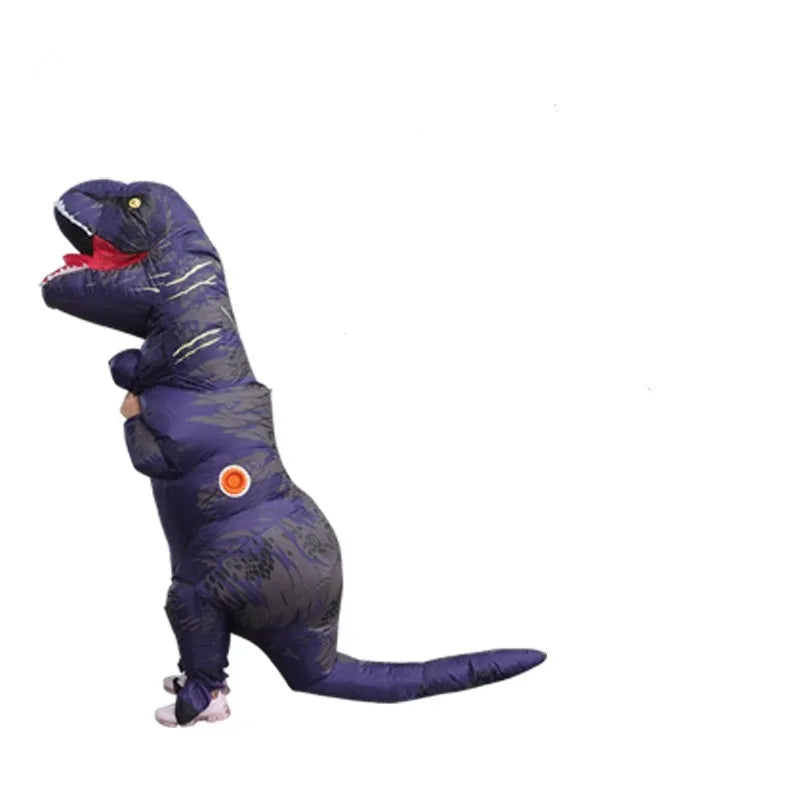 Inflatable blue Tyrannosaurus dinosaur costume from Jurassic World with fan and accessories for adults