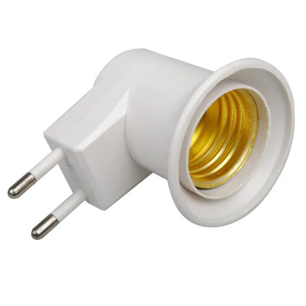 White E27 screw lamp holder wall adapter with integrated switch control