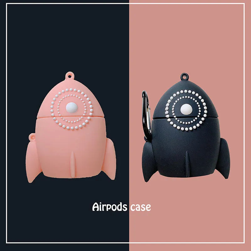 Silicone protective cover for AirPods 1 and 2 in black colour, plastic moulded design