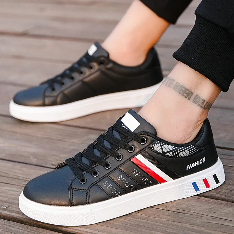 Men's sports shoes in black, grey and white colours showing size options from 39 to 44