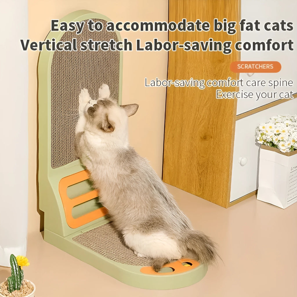 L-shape cat scratching board in grey with vertical and horizontal scratching surfaces