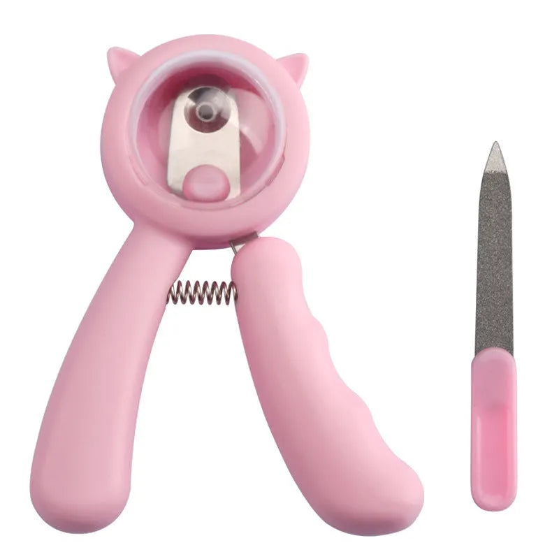 Pet nail clipper with sickle stainless steel blade for dog and cat claw trimming in blue