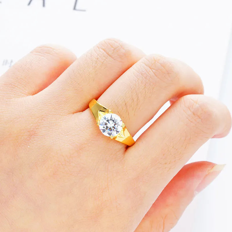 Women's Vietnam placer gold zircon ring in copper with adjustable opening, available in multiple colours