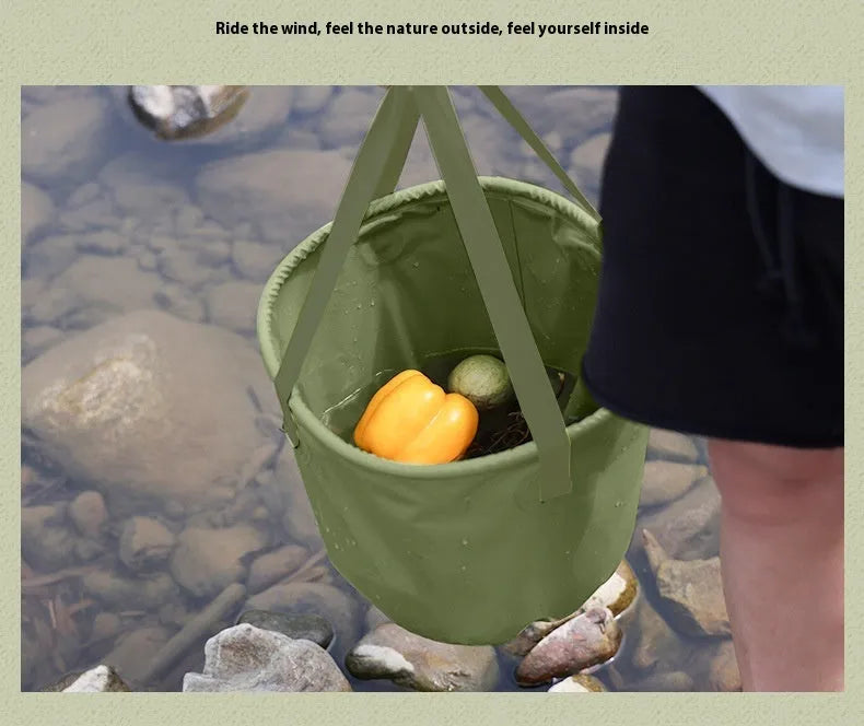 Outdoor Folding Telescopic Duct in Army Green with PVC Mesh Cloth and Polypropylene Ribbon for Ventilation and Debris Collection in 7L 13L 20L Sizes