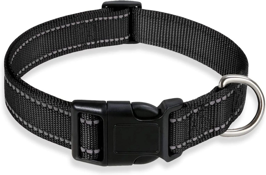 Adjustable nylon dog chest strap collar in black, blue, red, green, orange, purple, and lake blue