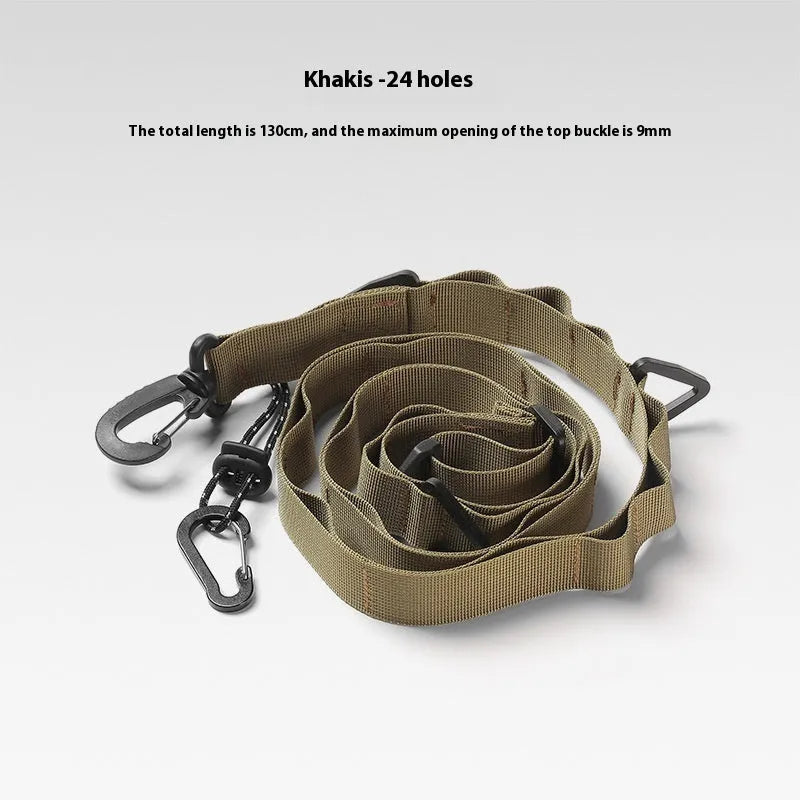 Black outdoor hanging rope clothesline storage belt with adjustable strap measuring 130cm length