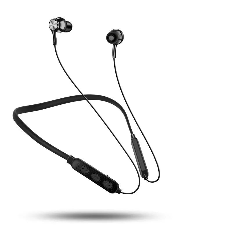 Neckband sports Bluetooth earphones in black, red or white colours with USB charging cable