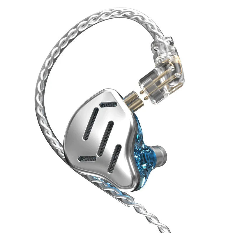 KZ ZAX in-ear headphones with hybrid ring iron driver, L-bend 3.5mm plug, and 1.25m cable