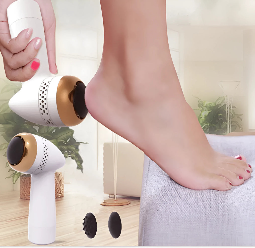 Electric vacuum foot grinder with quartz grinding head in gold finish