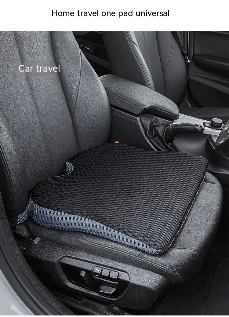 Memory foam seat cushion with fixed strap in black, grey and milky white colours
