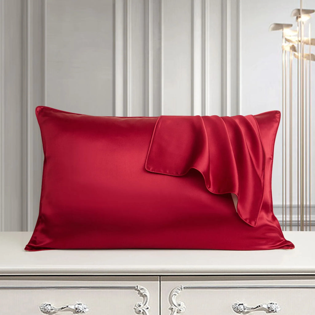 100% mulberry silk pillowcase 48x74cm palace luxury style with inlaid rope edge in champagne gold