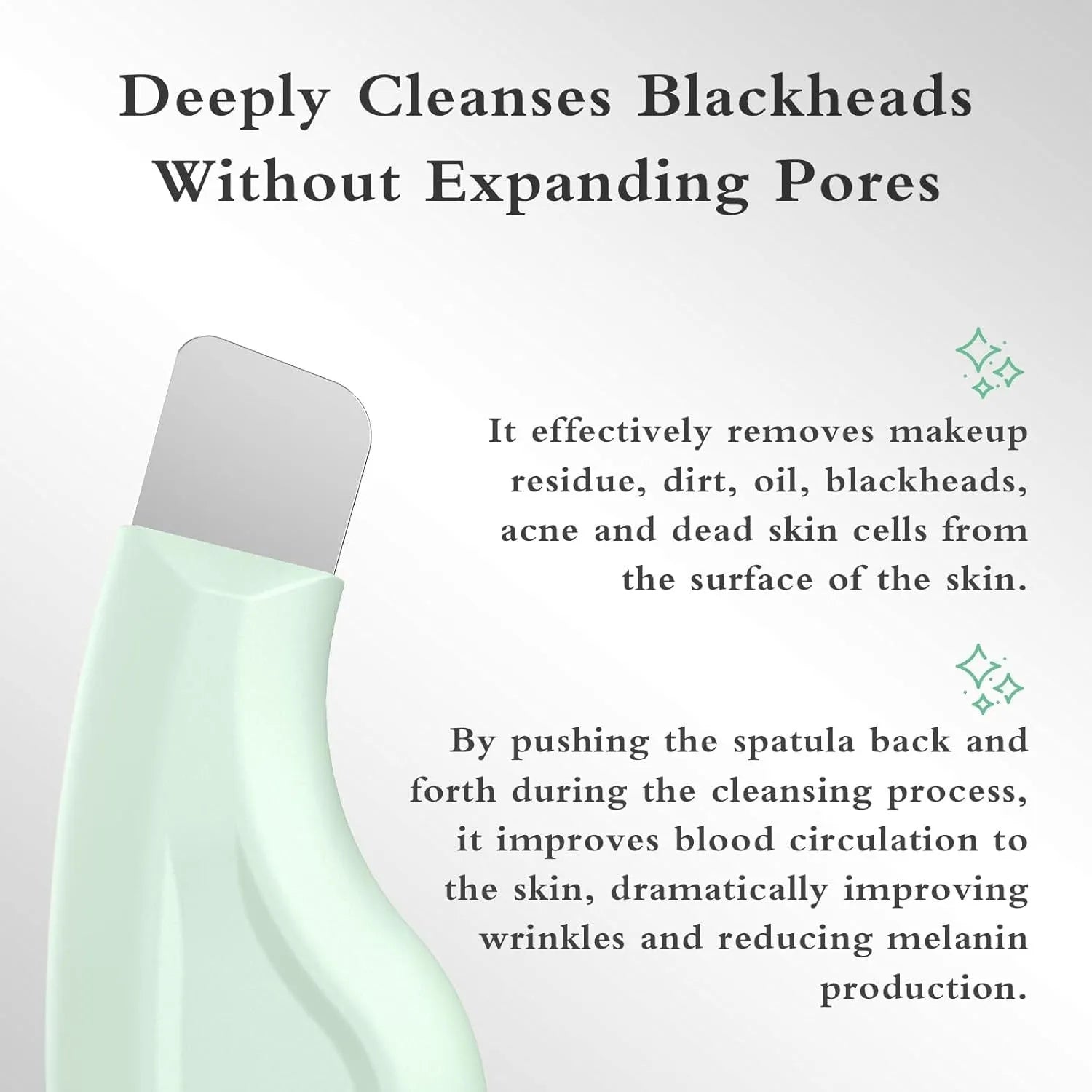 Stainless steel pore scraper facial tool with non-slip handle for blackhead removal