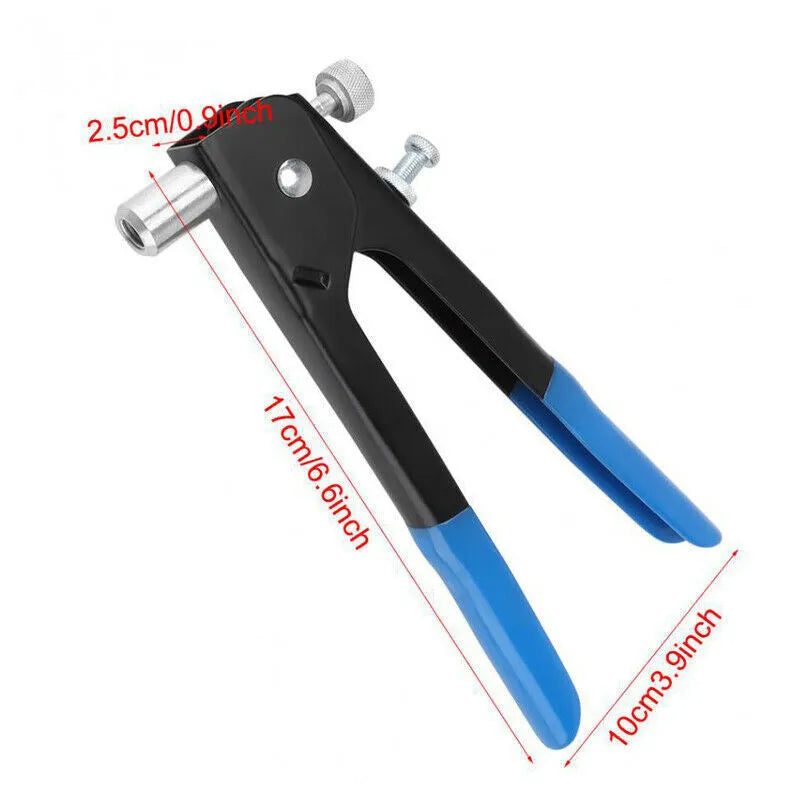 Manual riveter nut set tool with alloy steel construction in workshop setting