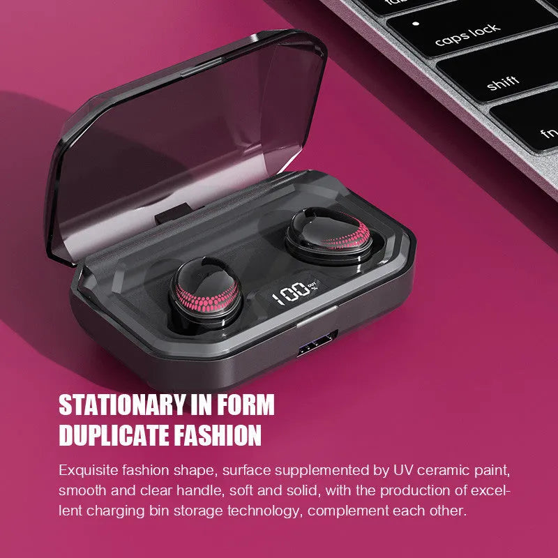 Black X10 Bluetooth wireless earbuds with compact rectangular charging case.