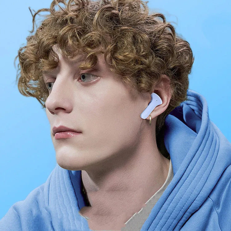 Mini LED display wireless Bluetooth headset with charging compartment in pink colour option