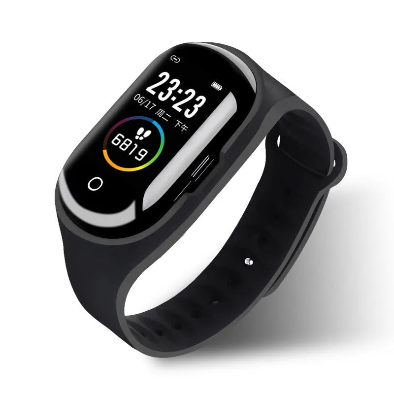 Smart bracelet earphone combo with 1-inch screen silicone wristband in Black Blue Red