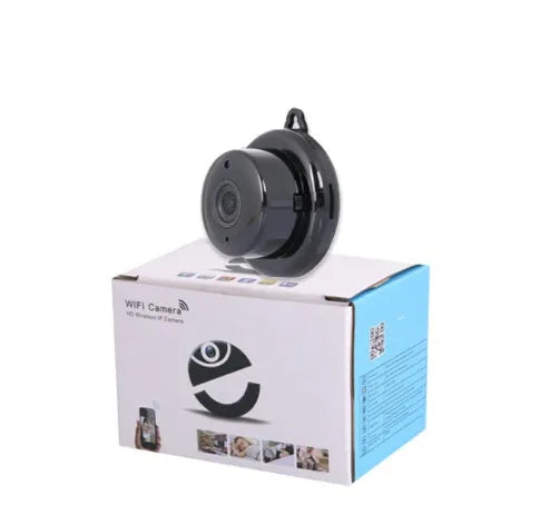V380 white wireless indoor security camera with 1080P lens and night vision mounted on a wall