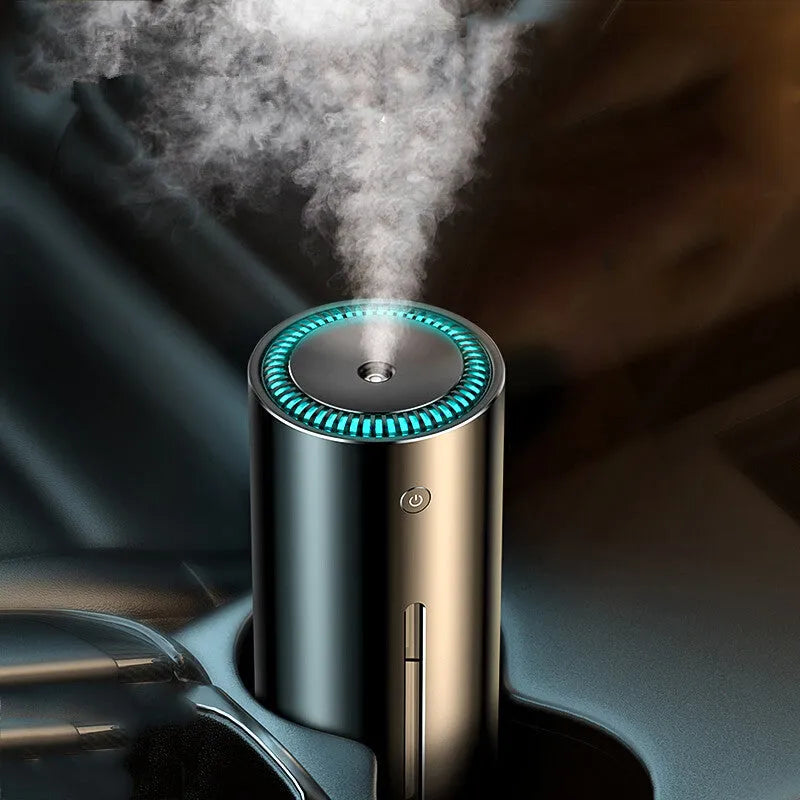 Black aluminium alloy car diffuser humidifier with air purification for vehicle and home use