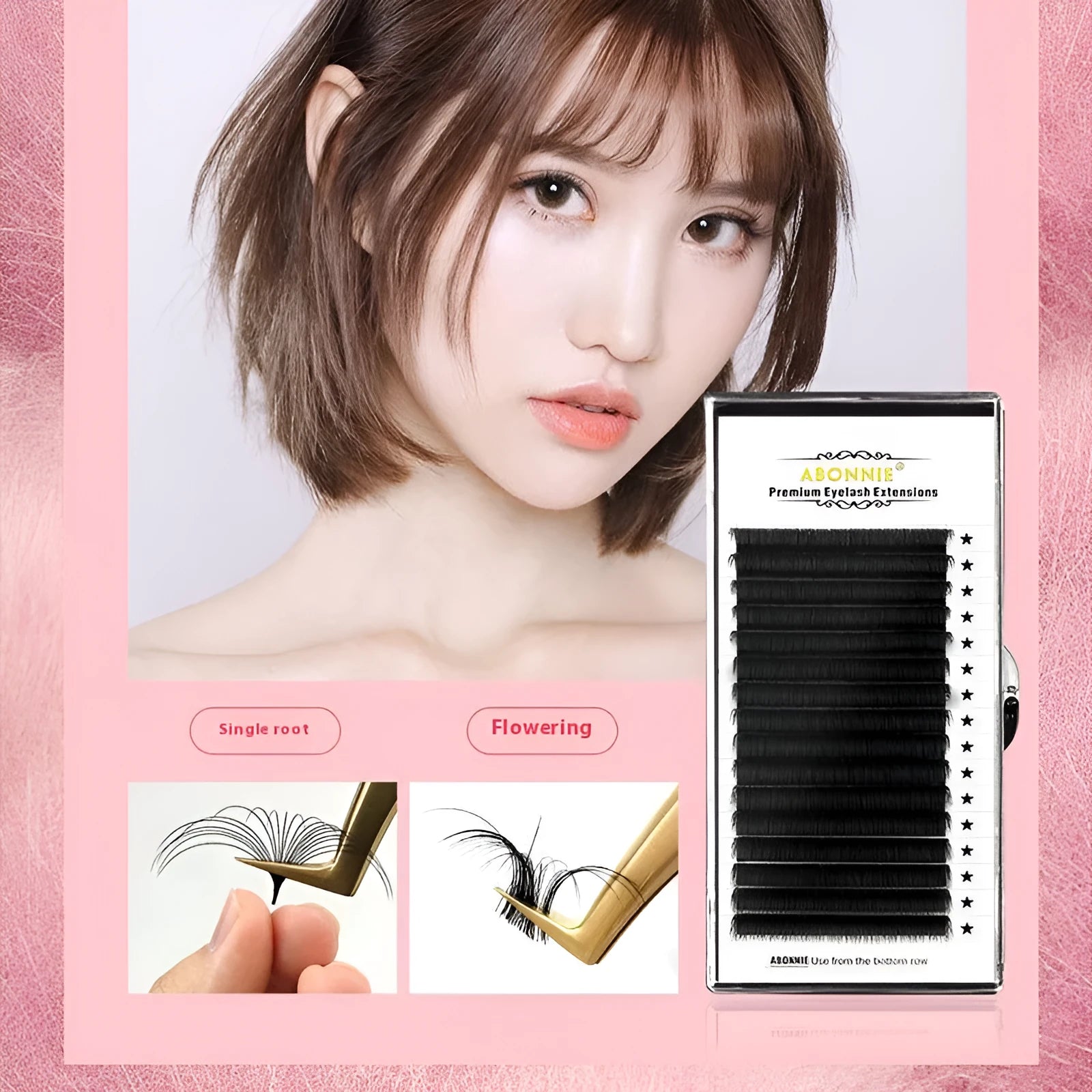 16-row dense false eyelashes in mink hair showing natural volume with multiple length options