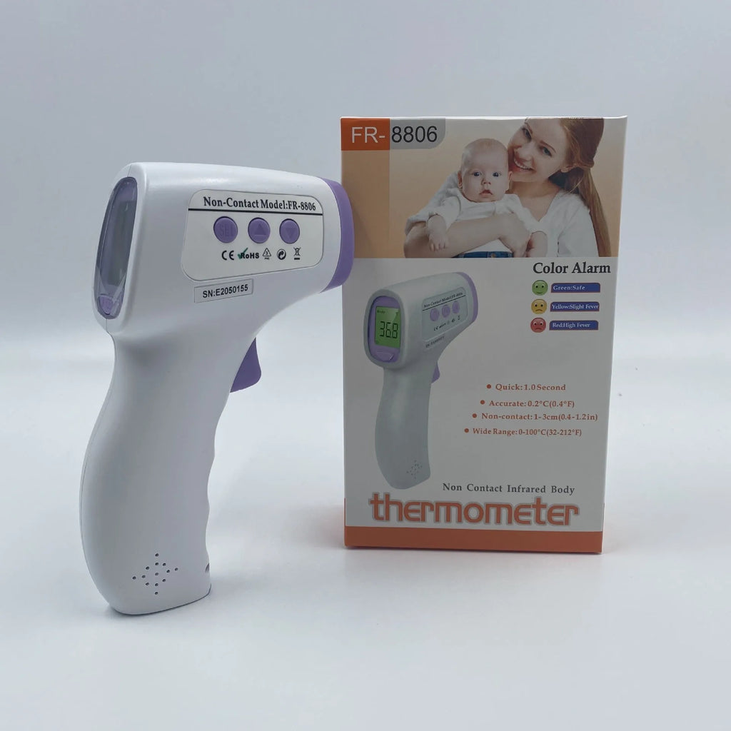 White digital non-contact thermometer for general temperature measurement.