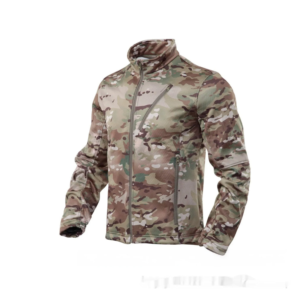 Men's camouflage fleece coat in Scorpion All Terrain colour, windproof outdoor jacket for mountaineering and hiking