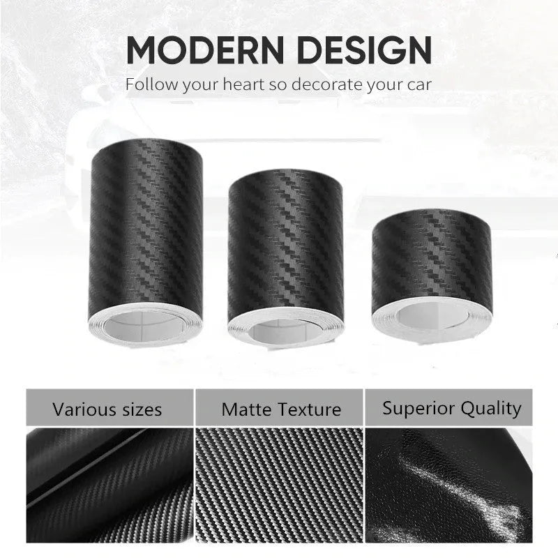 Matte 3D carbon fibre roll bumper sticker for vehicle door sill waterproof protection in various widths