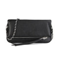 Fashion chain folding clutch women's shoulder messenger bag in black classic colour, PU material shell shape with chain strap