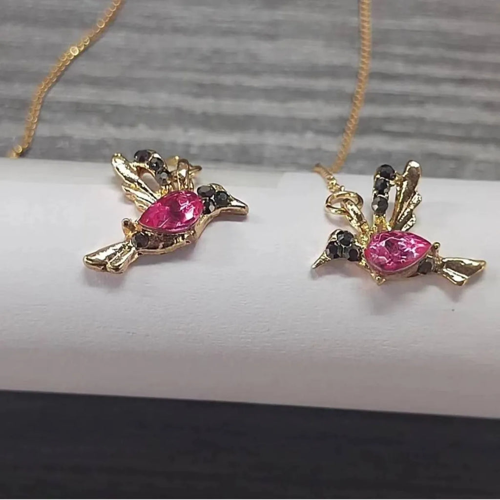 Women's bird hanging personalised alloy earrings with mixed zirconium wings in blue, red, and red lvzuan colour options
