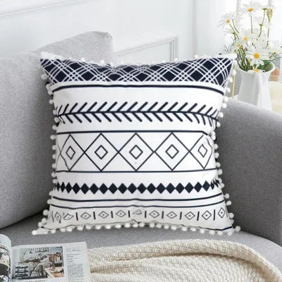 Bohemian national throw pillow pillowcase in light gray, 30x50cm, polyester fibre, for living room decor