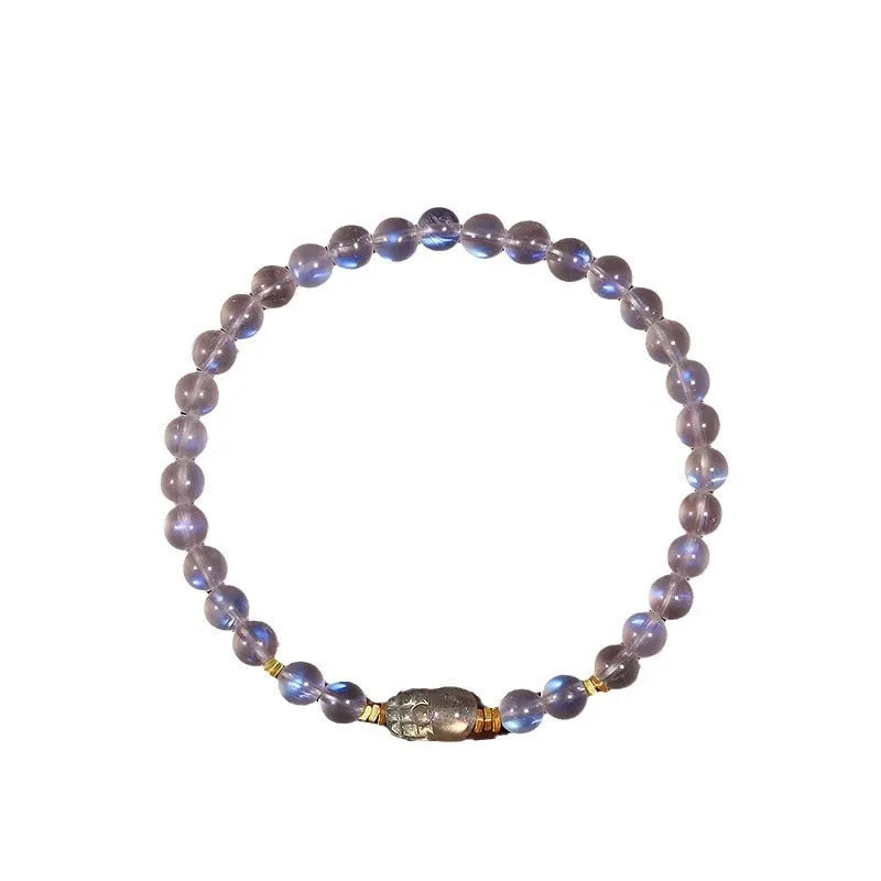 Moonstone bracelet for women with blue light trend, grinding finish, and animal or zodiac motifs in national style