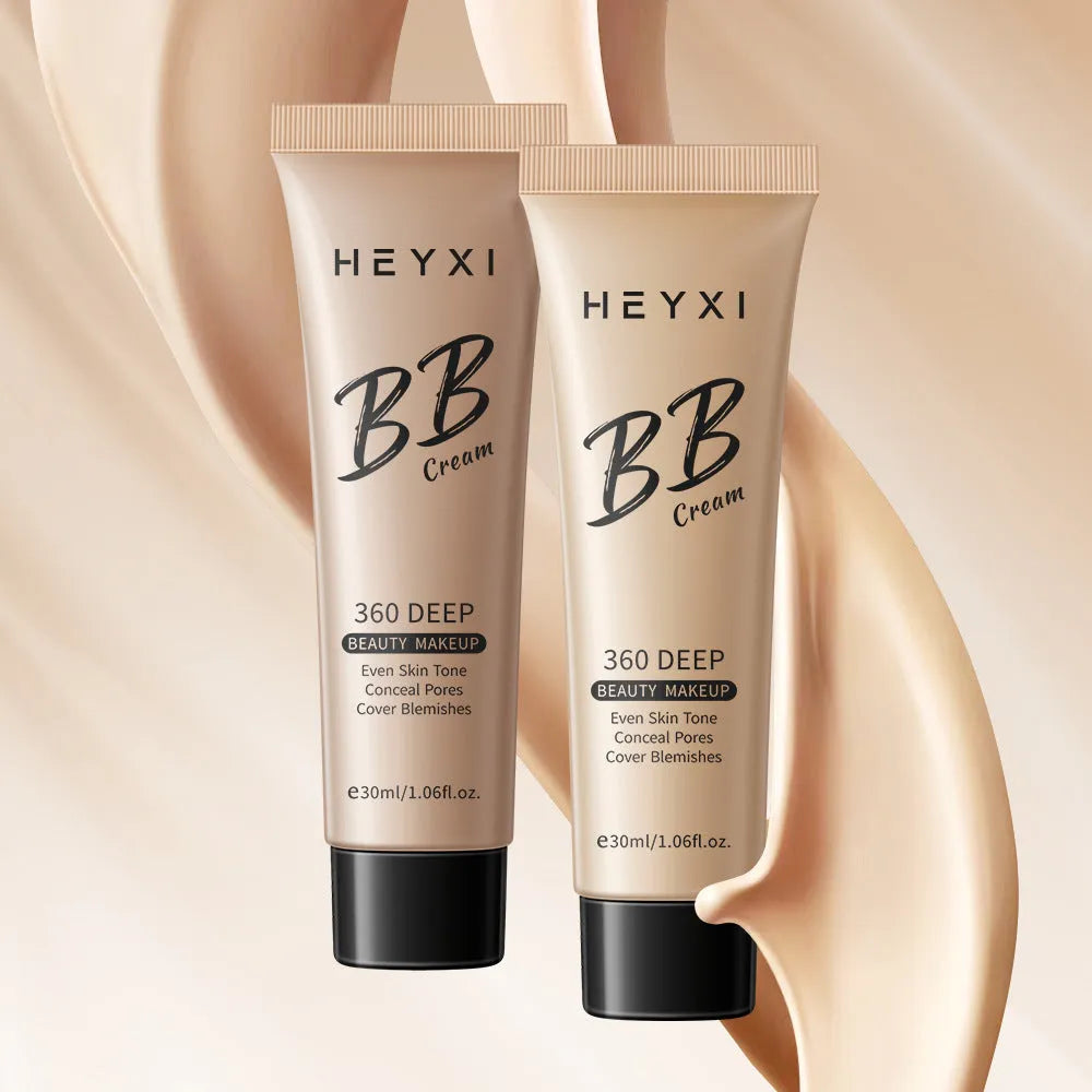 Waterproof sweat-proof BB cream foundation in four shade options with skin care properties