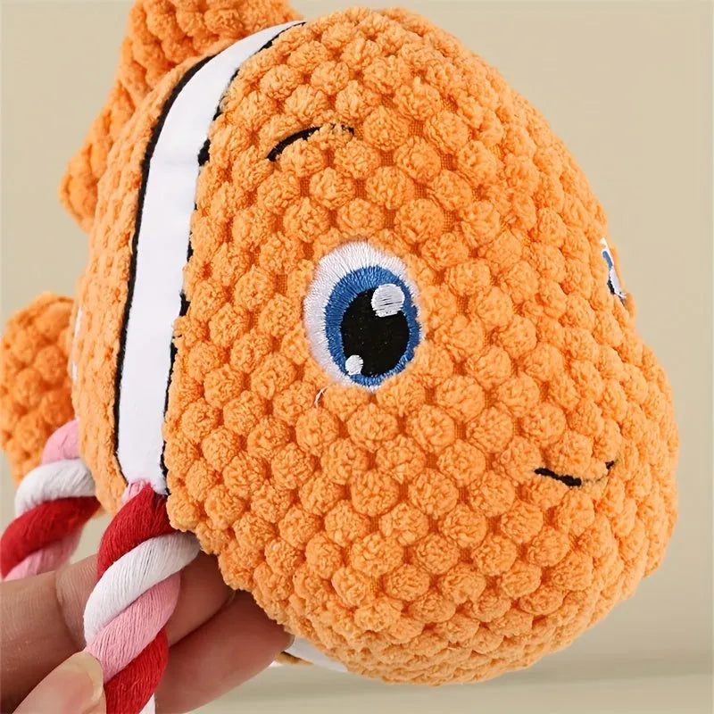 Grey, green, and orange turtle-shaped knotted cotton dog chew toy for small medium dogs.