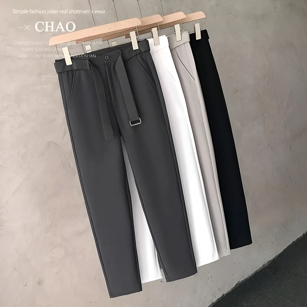 Boys slim straight wool trousers with tapered design in business casual style
