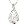 Simulated pearl necklace with diamond inlaid love heart pendant on alloy clavicle chain in gold finish