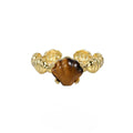 Women's adjustable silver ring with shell tiger eye stone design in white gold or 18K gold finish