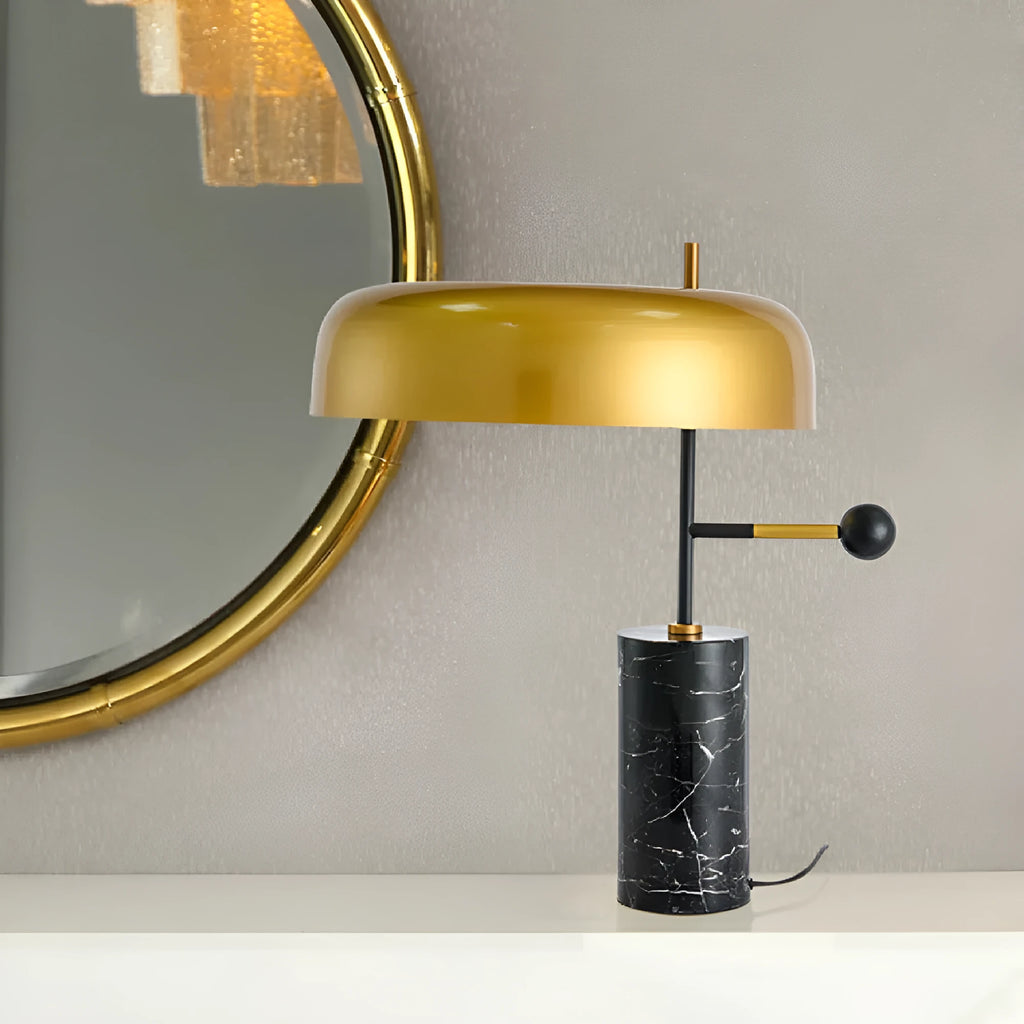 European style decorative table lamp with warm light on a bedside table