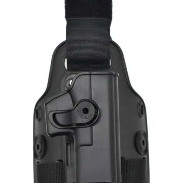 Outdoor tactical quick draw plastic holster with leg and waist plate in green colour