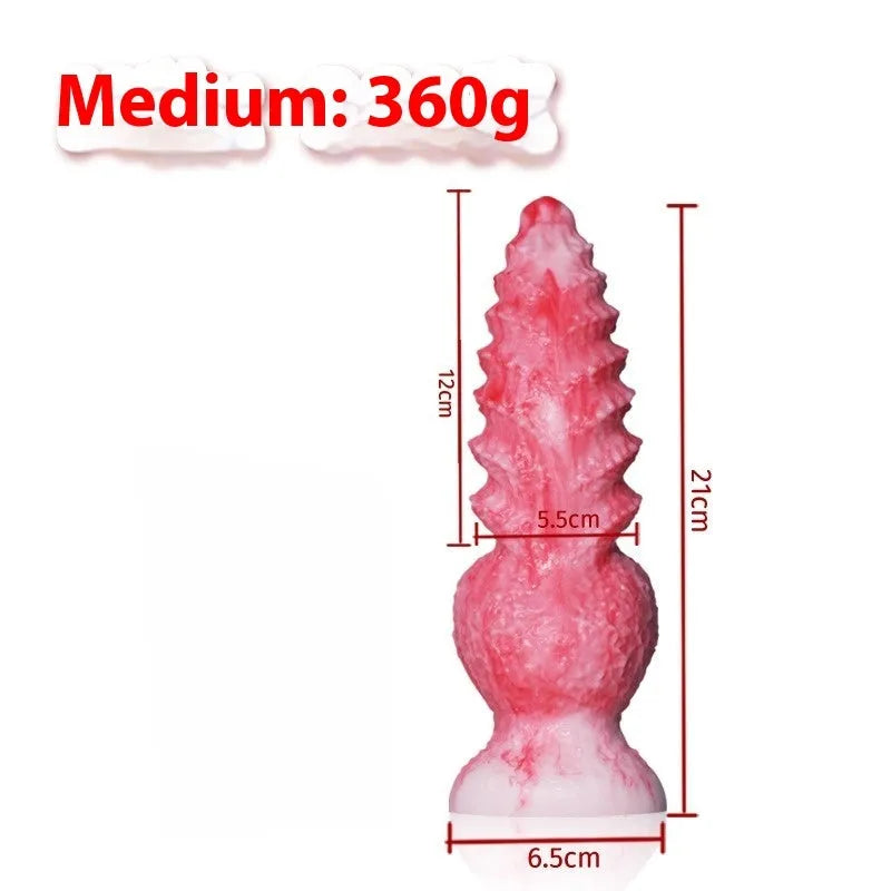Pink Berserker shaped penis masturbation device made from platinum silicone.
