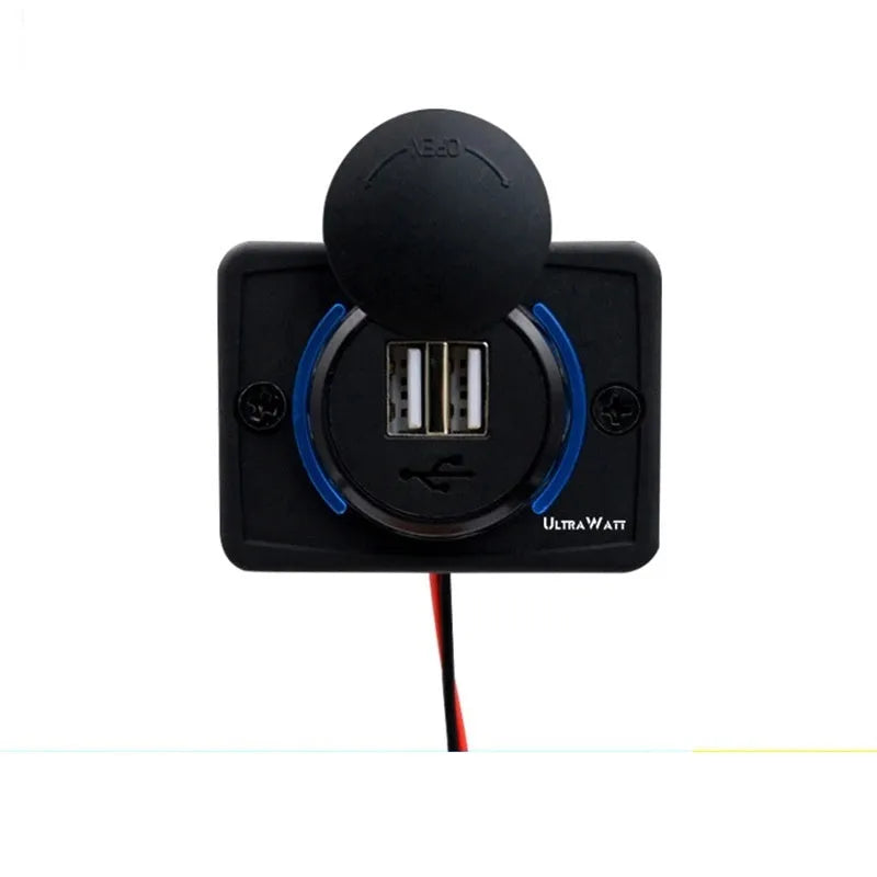 Black 12V 24V USB charger A74 3.1A for car and RV modification