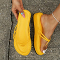 Thick bottom flip-flops with herringbone PU upper and rubber sole in various summer colours
