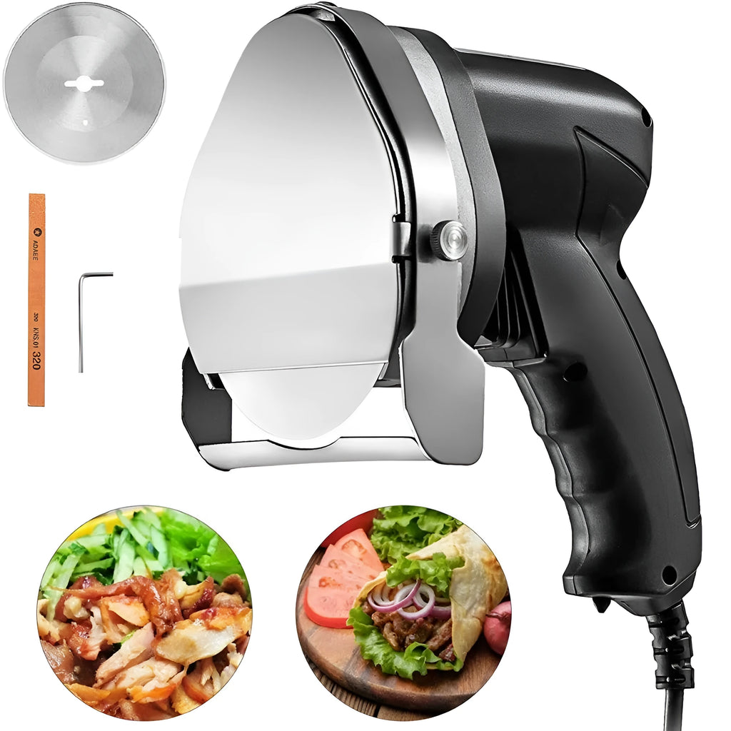 Black KS-100E electric meat cleaver with adjustable blade for commercial kitchens