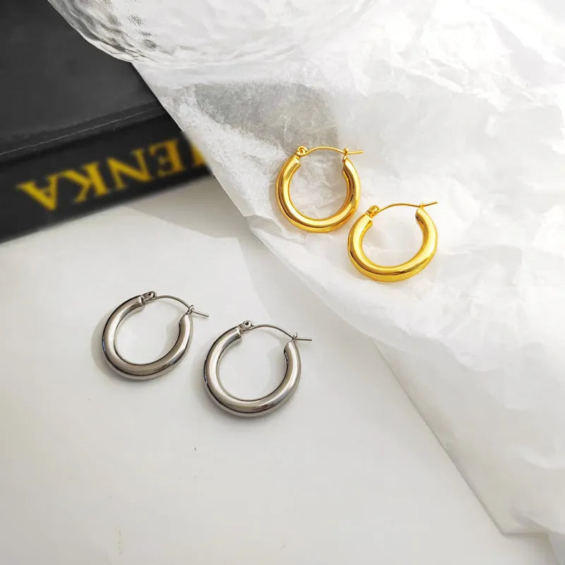 Gold plated vintage European geometric copper earrings for women retro style