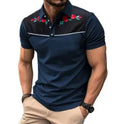 Men's light blue short sleeve mesh polo shirt with a zip detail on the chest.
