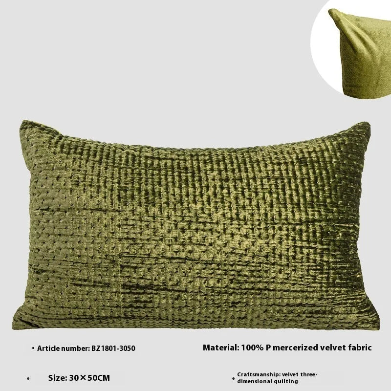 Antique style Chinese decorative cushion with textured velvet fabric in green, red, mocha, or orange