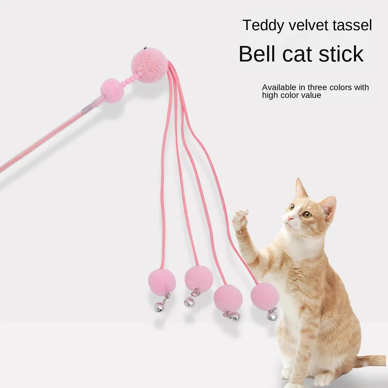 Pipitao funny cat stick self-happiness pet toy with tassel in blue colour