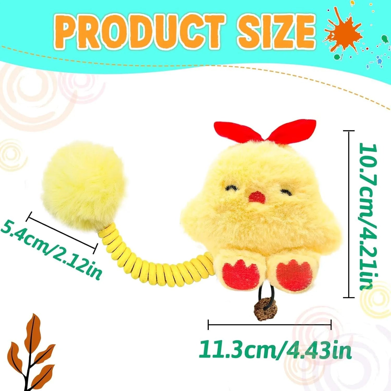 4-in-1 cat toy with plush animal, silvervine fruit, stretchable spring and fuzzy ball on white background