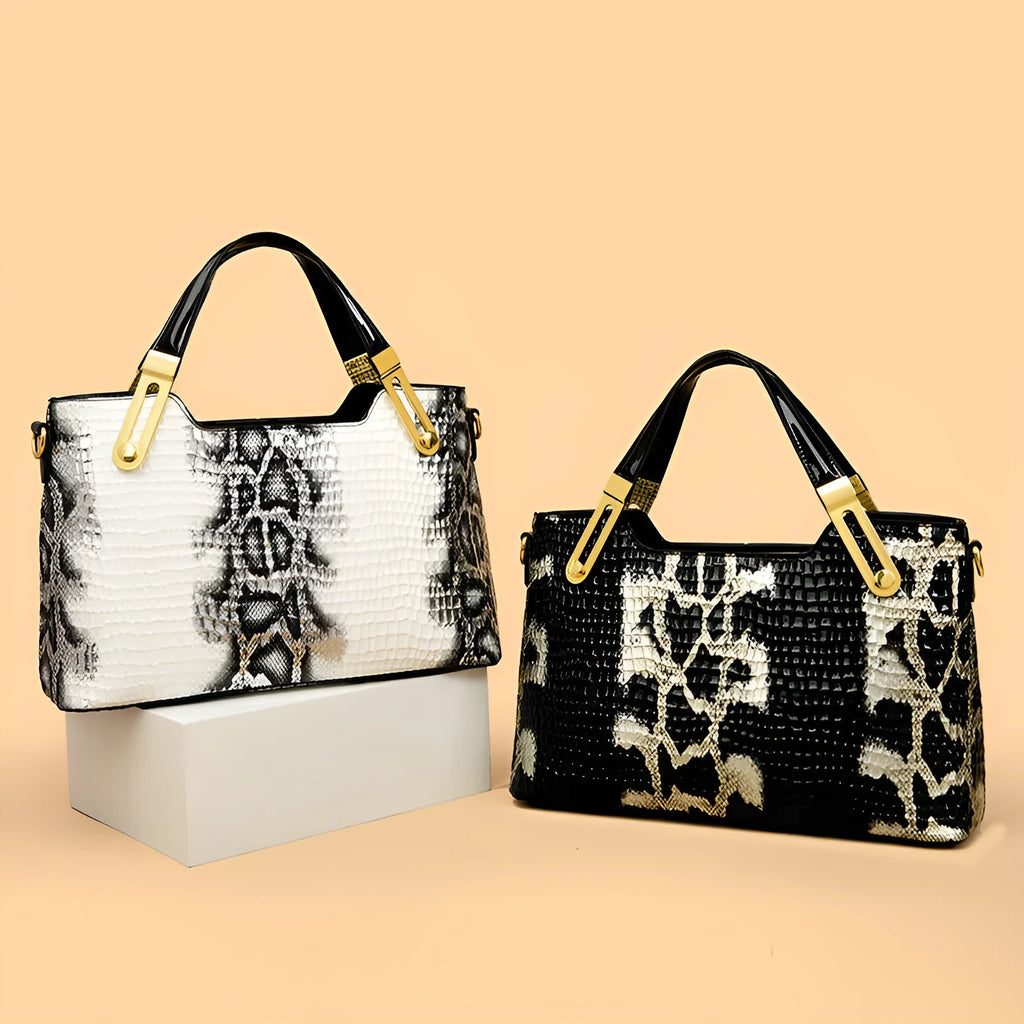 PU messenger bag with chain detail, horizontal square shape, available in black and white, retro European American style