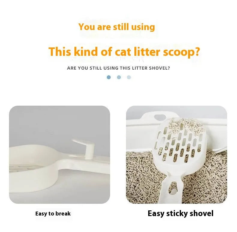 Black alloy metal cat litter scoop with 0.8cm gap spacing for pet waste cleaning