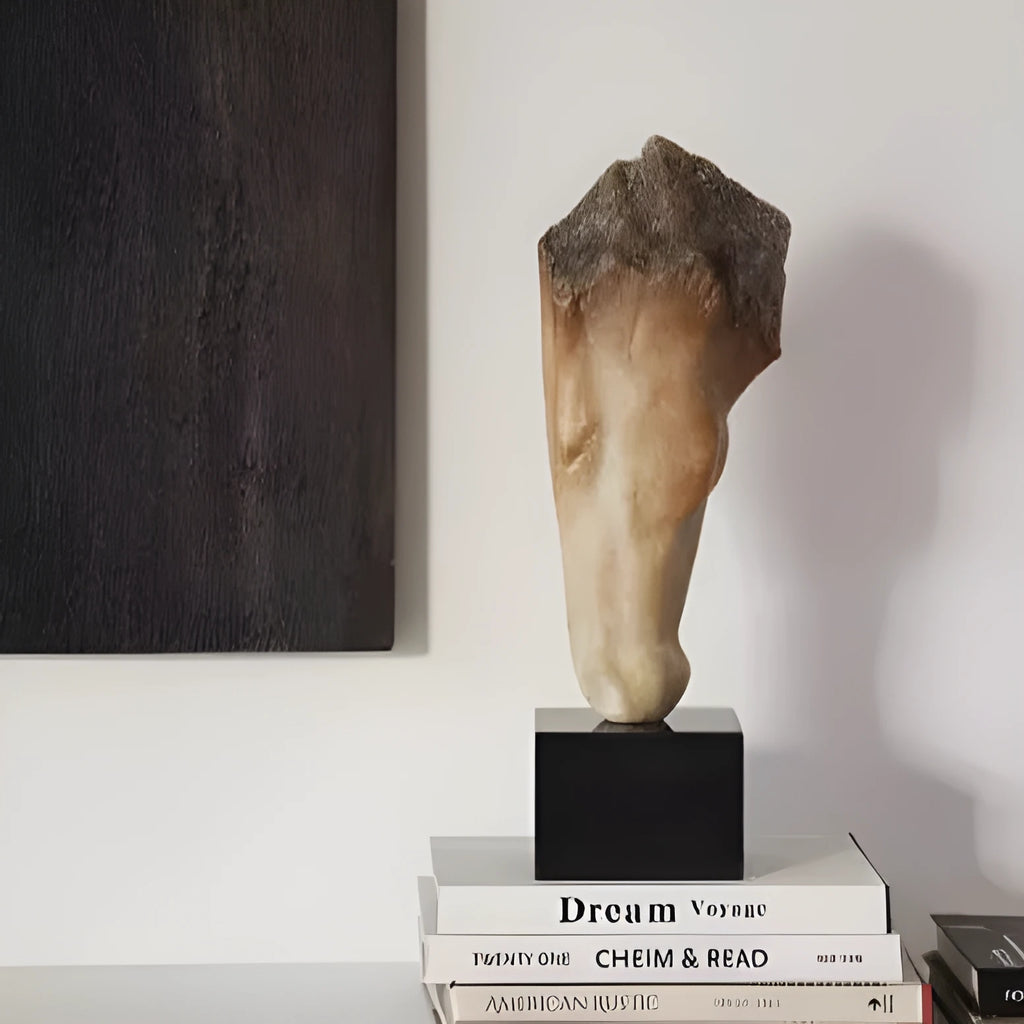 Abstract horse head sculpture ornament with carved surface, 50cm tall desktop decoration