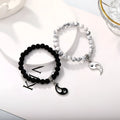 Geometric eight-diagram alloy bracelet with electroplated finish in silver tone